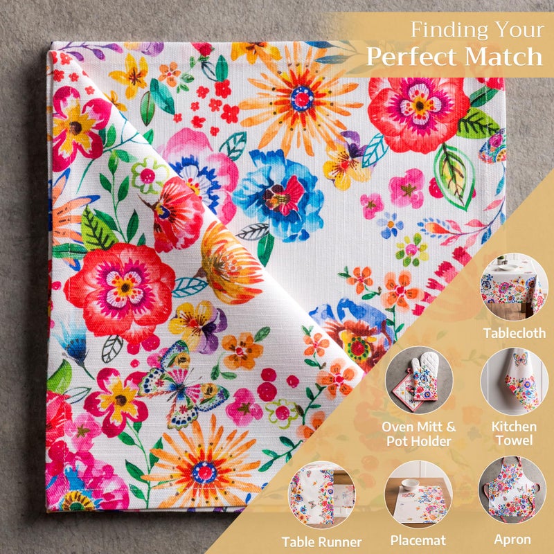 Maison d' Hermine Cloth Napkins Set of 4 100% Cotton Everyday Reusable Square Napkins Cloth Washable, Dinner, Party, Wedding, Restaurant, Spring/Summer (Happy Florals - High Summer, 20" x 20") - Image 5